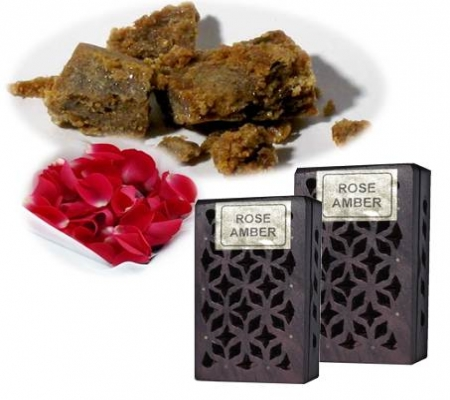 Wierookhars Rose/Amber in houten doosje