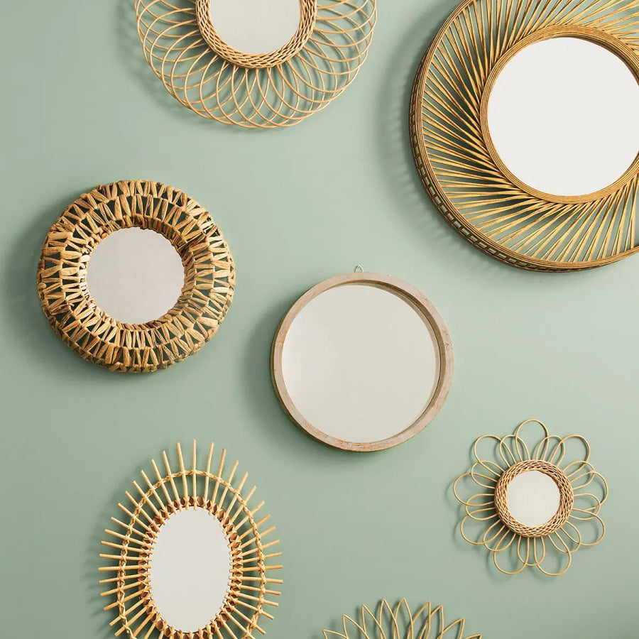 Rattan Flower Mirror Ø38 cm