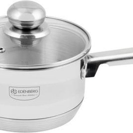 Edënbërg - RVS Steelpan met Glazen Deksel Ø16 cm - 1.5 L - 5-Laags Bodem