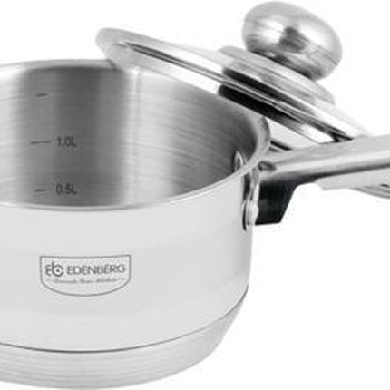 Edënbërg - RVS Steelpan met Glazen Deksel Ø16 cm - 1.5 L - 5-Laags Bodem