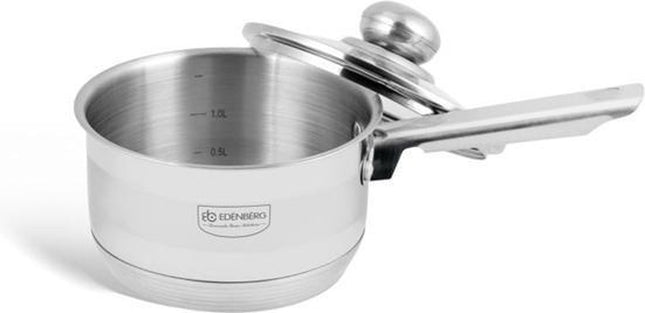 Edënbërg - RVS Steelpan met Glazen Deksel Ø16 cm - 1.5 L - 5-Laags Bodem