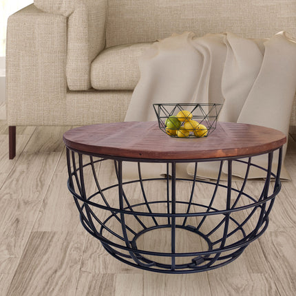 Salontafel Rond | ø 55 cm | Industriele - Metaal - Zwart/Donkerbruin