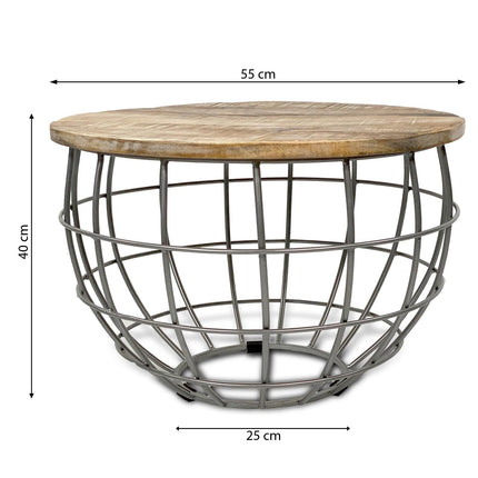 Salontafel Rond | ø 55 cm | Industriele - Metaal - Zwart/Donkerbruin