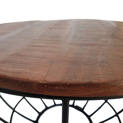 Salontafel Rond | ø 55 cm | Industriele - Metaal - Zwart/Donkerbruin