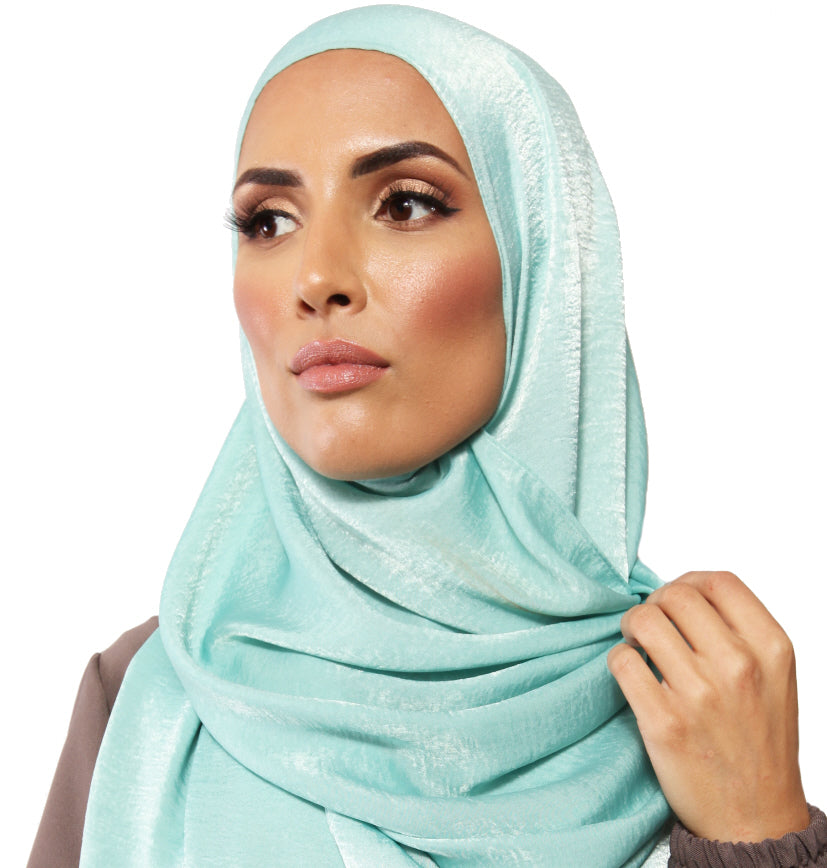 Jasmine satijn hoofddoek – zachte satijnen sjaal met glans, 190 x 70 cm