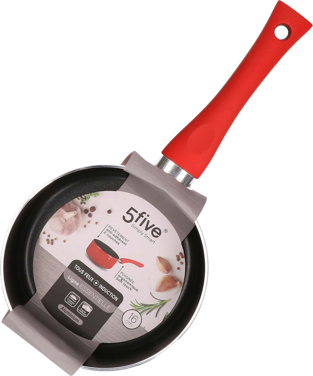 5Five - Casserole / poêlon - Induction - aluminium - rouge / noir - D16 cm
