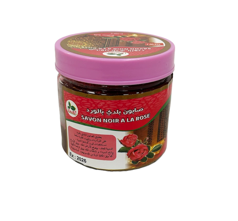 Savon beldi met rozen – Marokkaanse zwarte zeep van olijfolie, 200 gram