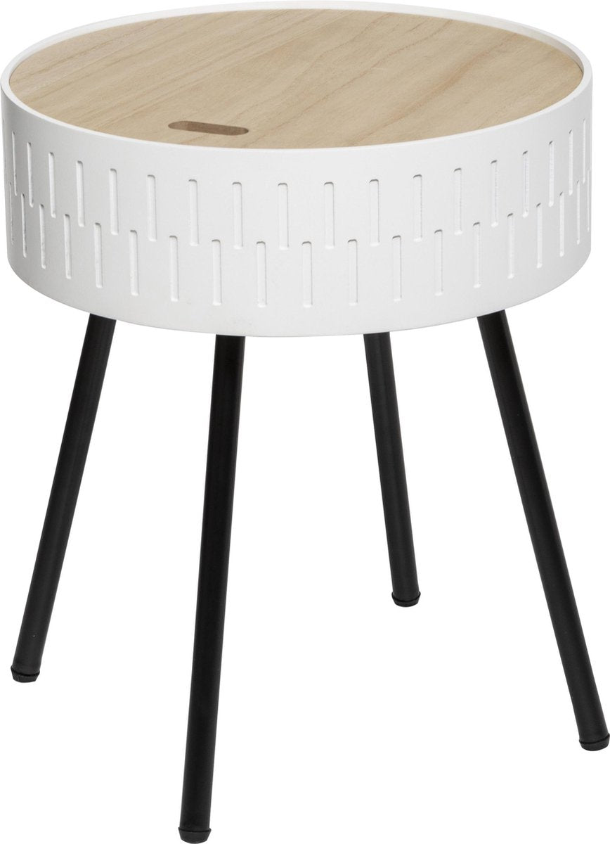 Scandinavian side table white with storage space - Dia 38.5 Height 45.5 - coffee table