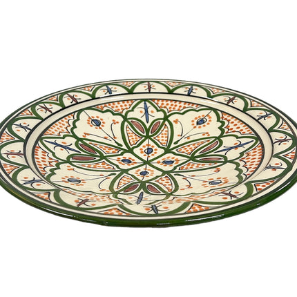 Aardewerk Schaal 35 cm groen oranje tinten