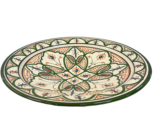 Aardewerk Schaal 35 cm groen oranje tinten