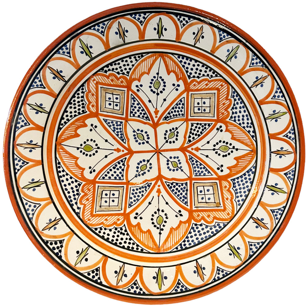 Handmade Moroccan pottery bowl orange Ø35