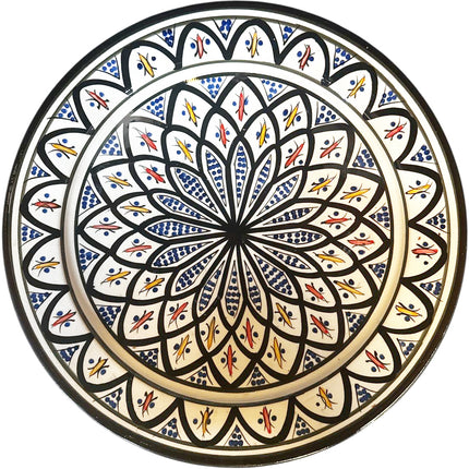 Marokkaanse Schaal Ø35 cm – Handgemaakt Keramiek – Zwart & Blauw