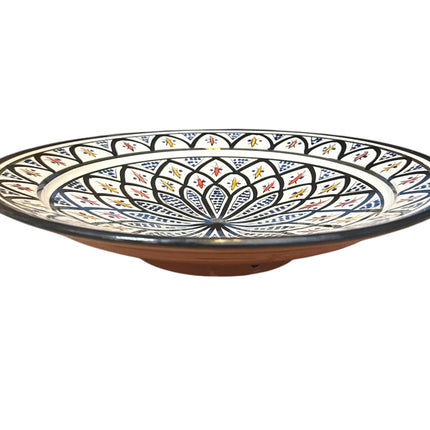 Marokkaanse Schaal Ø35 cm – Handgemaakt Keramiek – Zwart & Blauw