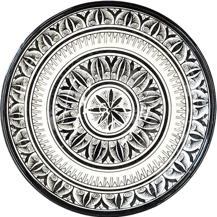 Aardewerk schaal zwart / wit Ø 35