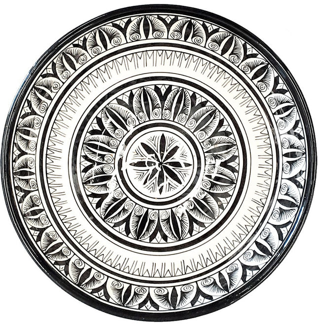 Aardewerk schaal zwart / wit Ø 35