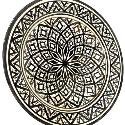 Marokkaanse Schaal aardewerk 35 cm - zwart wit