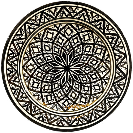 Marokkaanse Schaal aardewerk 35 cm - zwart wit