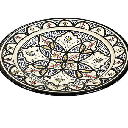 Marokkaans aardewerk fruitschaal blauw zwart 35 cm