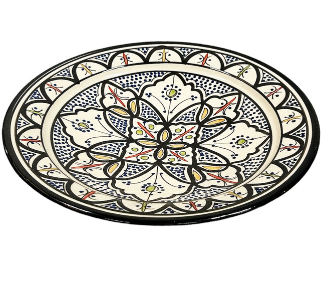 Marokkaans aardewerk fruitschaal blauw zwart 35 cm