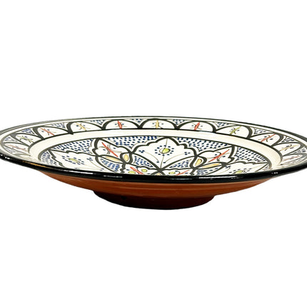 Marokkaans aardewerk fruitschaal blauw zwart 35 cm