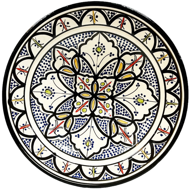Marokkaans aardewerk fruitschaal blauw zwart 35 cm