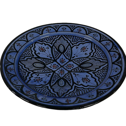 Marokkaans aardewerk schaal donkerblauw 35 cm