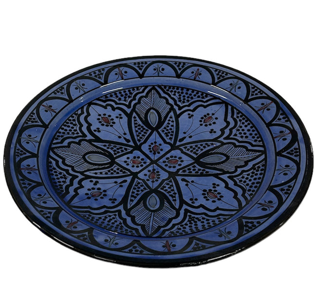 Marokkaans aardewerk schaal donkerblauw 35 cm