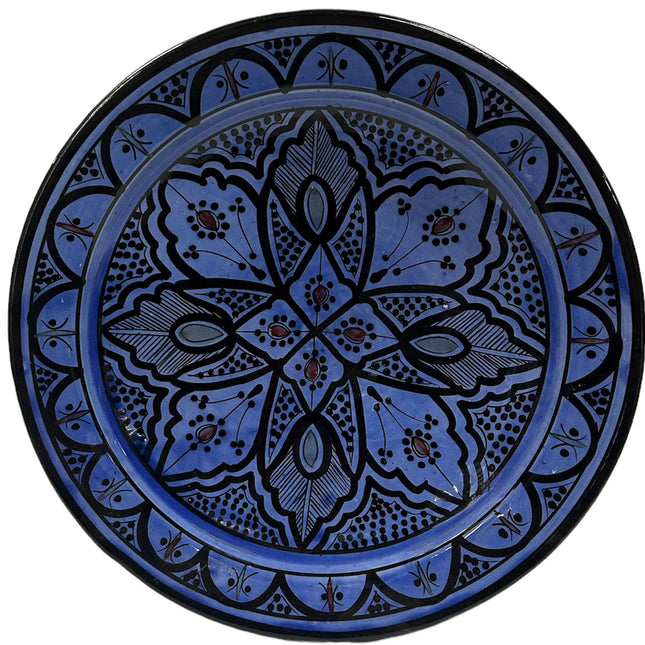 Marokkaans aardewerk schaal donkerblauw 35 cm
