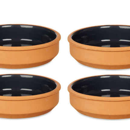 Set 4x tapas/creme brulee schaaltjes terracotta/zwart 16cm