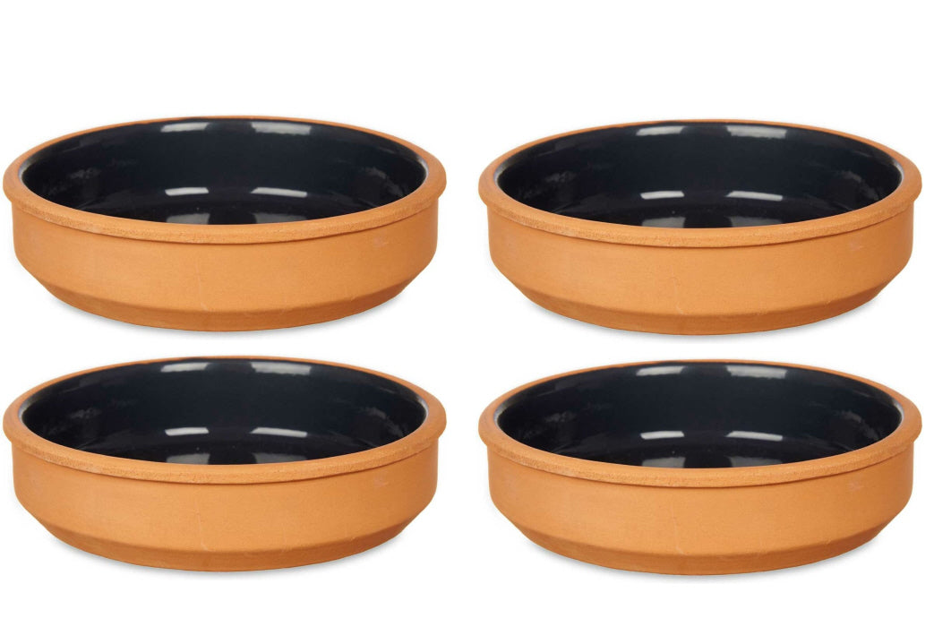 Set of 4x tapas / crème brûlée dishes terracotta / black 16 cm