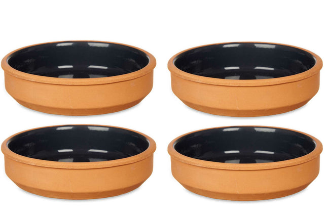 Set 4x tapas/creme brulee schaaltjes terracotta/zwart 16cm
