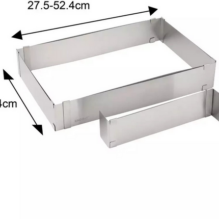 Kinghoff Vierkante Verstelbare Cakevorm – Roestvrij Staal, Met Schuifwand, 27,5x18,5 tot 52,4x34 cm - Bakvorm - Taartvorm