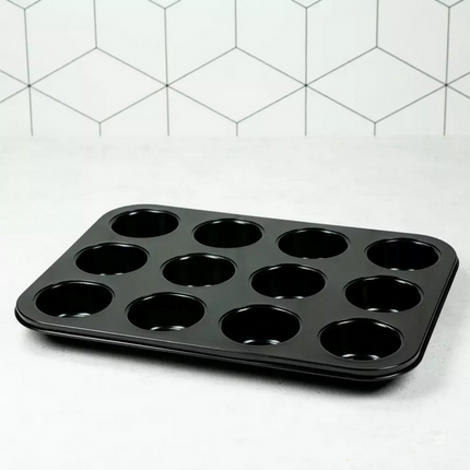 Kinghoff Cupcakevorm - 12 Delige Muffin Bakvorm, 35 x 26 x 3 cm - Ovenbestendig tot 250°C - Geschikt voor Vaatwasser - Taartvorm - Cakevorm