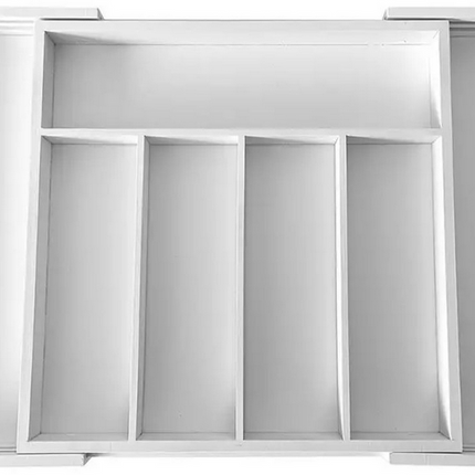 Kinghoff Bamboe Lade-organizer Wit - Uitschuifbaar (31-52 cm) - 7 Opbergvakken - Besteklade Opbergdoos - Natuurlijk Bamboe - Bestekla Organizer