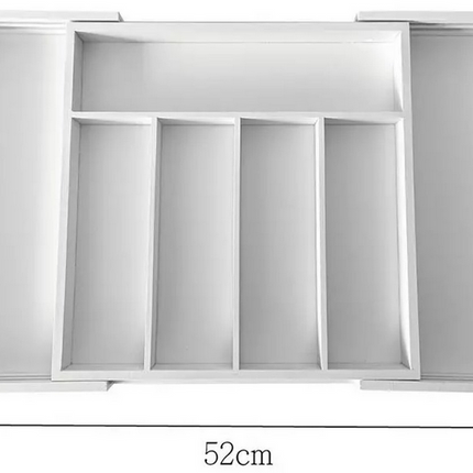 Kinghoff Bamboe Lade-organizer Wit - Uitschuifbaar (31-52 cm) - 7 Opbergvakken - Besteklade Opbergdoos - Natuurlijk Bamboe - Bestekla Organizer