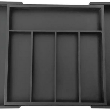 Bamboe Lade-Organizer - Uitschuifbaar Opbergsysteem voor Bestek & Keukengerei - 7 Vakken - Zwart - 31-52 x 31,5 x 5 cm