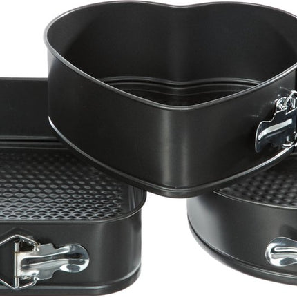 Bakvorm - Taartvorm -springvorm set van 3 - Hart 22x20CM - Rond 24CM- Vierkant 26X26CM