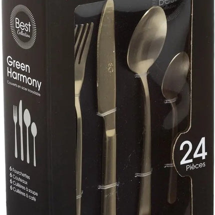 Secret de Gourmet Bestekset Green Harmony - 24-delig - RVS - goud