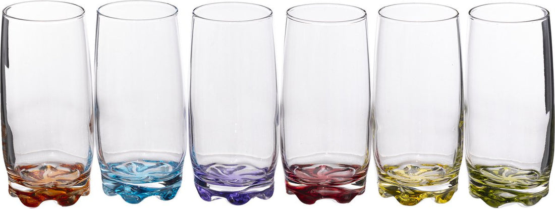 Secret de Gourmet drinkglazen, set van 6 – gekleurde waterglazen 380 ml