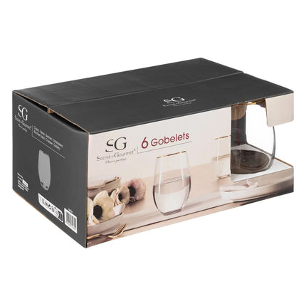 Drinkglazen Salon - 6 ST - tumbler waterglazen - 540 ml - gouden rand