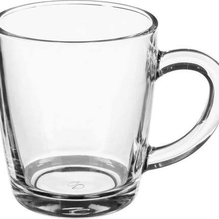 Koffie/thee glazen met oor - set 6x stuks - transparant glas - 340 ml