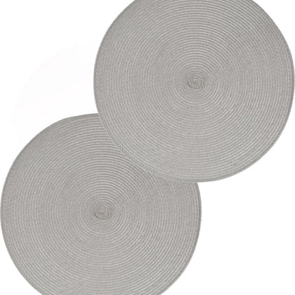Secret de Gourmet ronde placemat - Set van 10x stuks - lichtgrijs - gevlochten kunststof - Dia 38 cm - Onderleggers