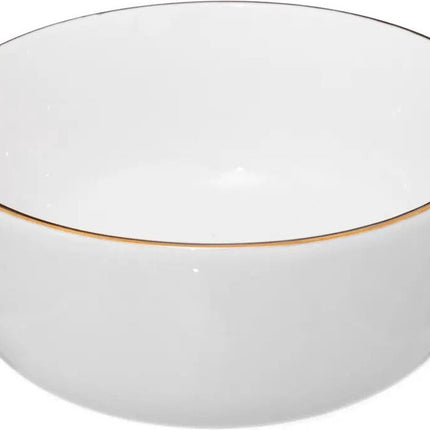 Soepkommen/serveer schaaltjes - 6x - Corona - keramiek - D15 x H6.6 cm - wit/goud