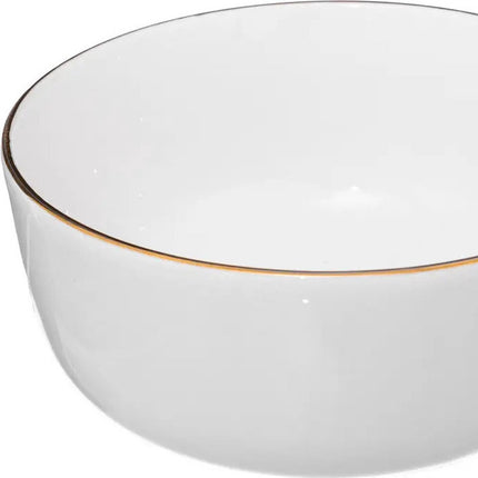 Soepkommen/serveer schaaltjes - 6x - Corona - keramiek - D15 x H6.6 cm - wit/goud