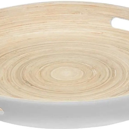 Dienblad - serveerblad rond D42 cm bamboe met handvaten