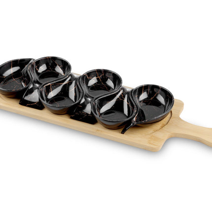 Serveerplank met 6 schaaltjes – marmerlook