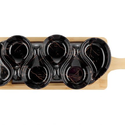 Serveerplank met 6 schaaltjes – marmerlook
