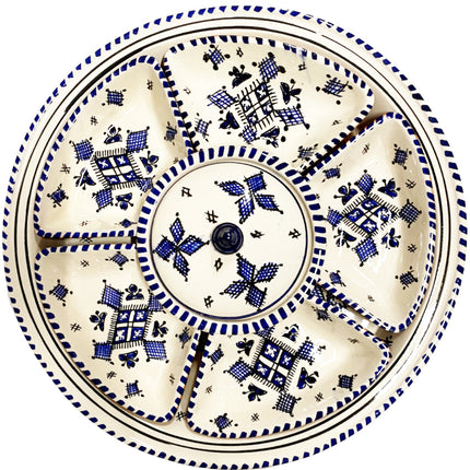 Aardewerk 8-delige handgemaakt ronde serveer- en dipset