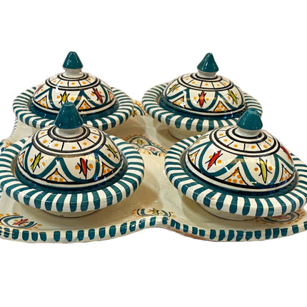 Set met 4 kleine tajine’s groen