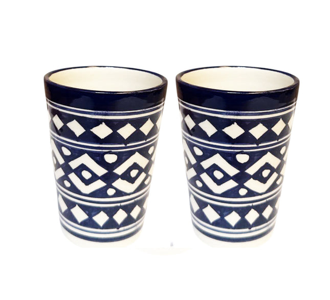 Set van 2 Marokkaanse Bekers Fès – Donkerblauw Aardewerk